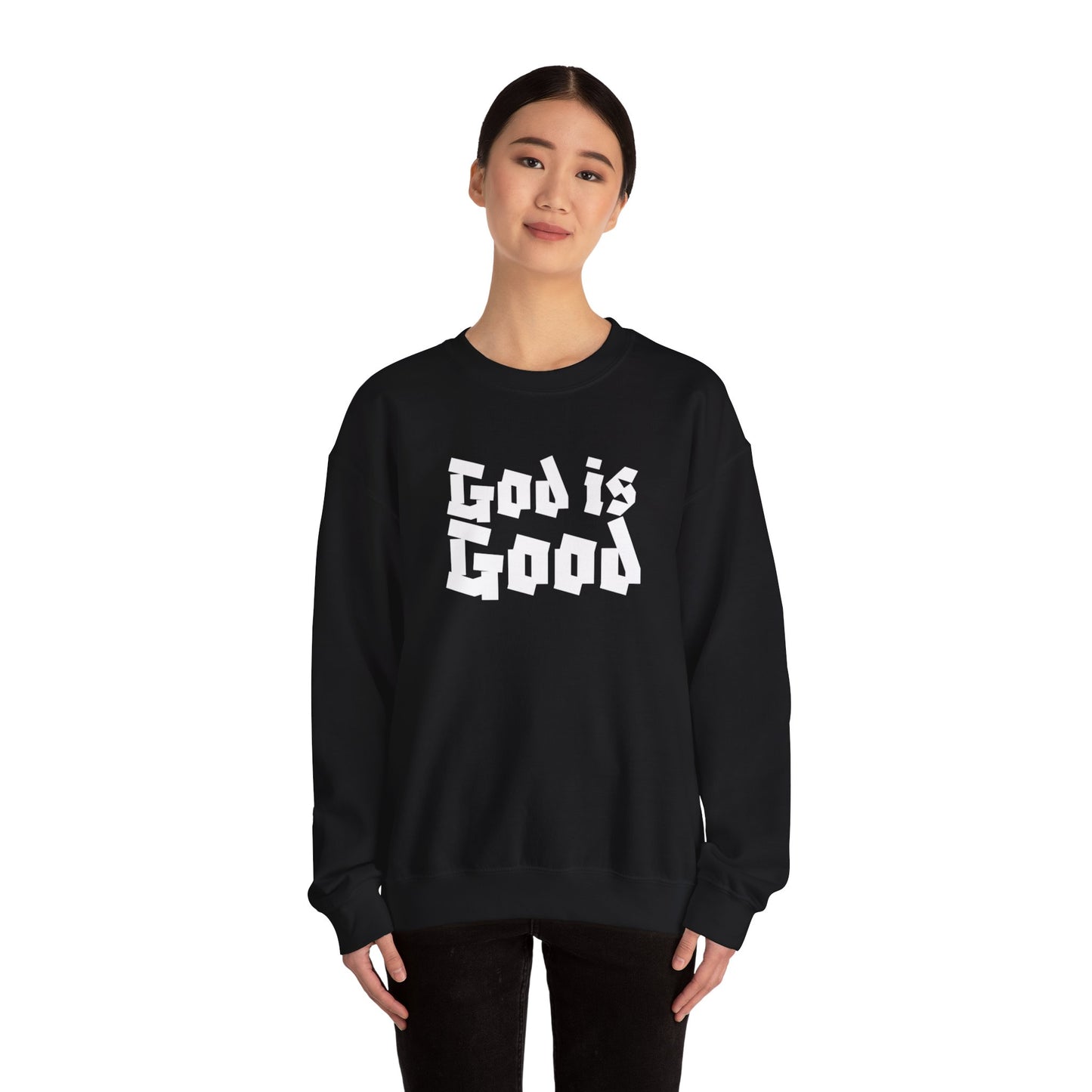 God Is Good SY White on Black Sweatshirt