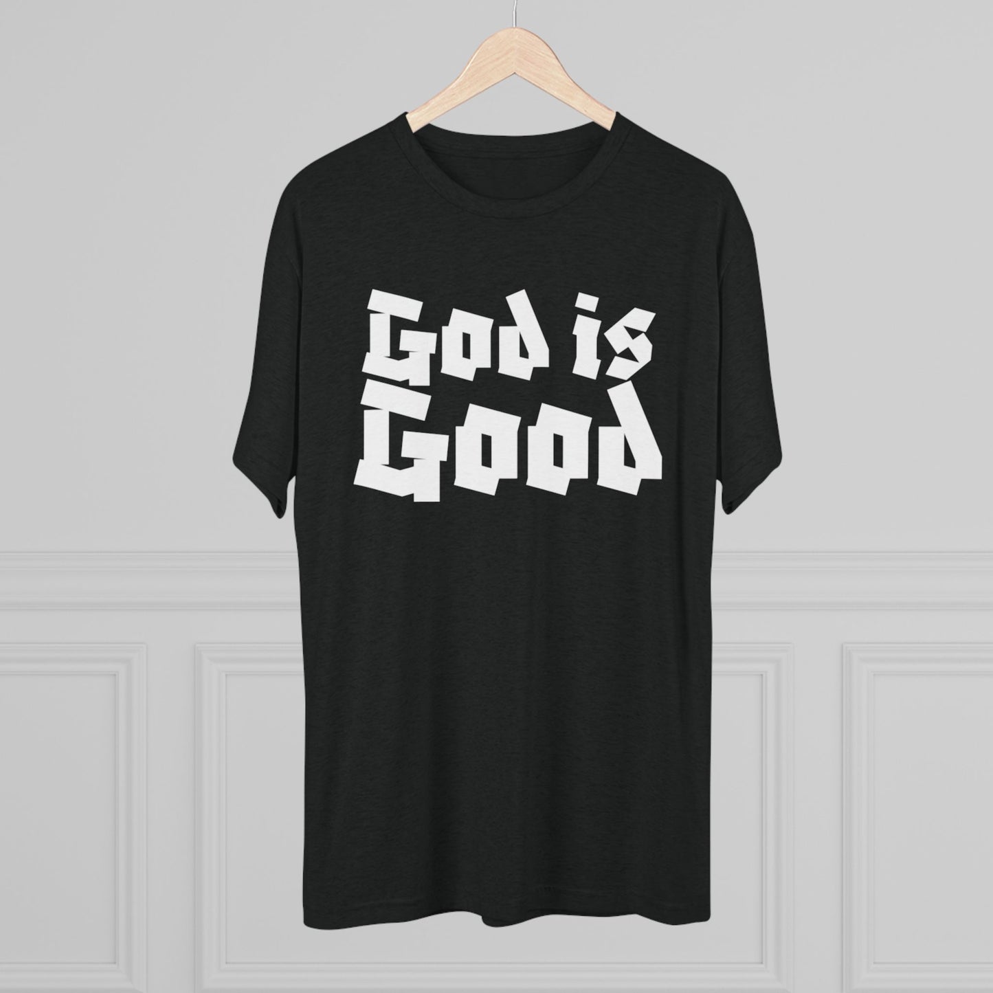 God Is Good SY White on Black Shirt