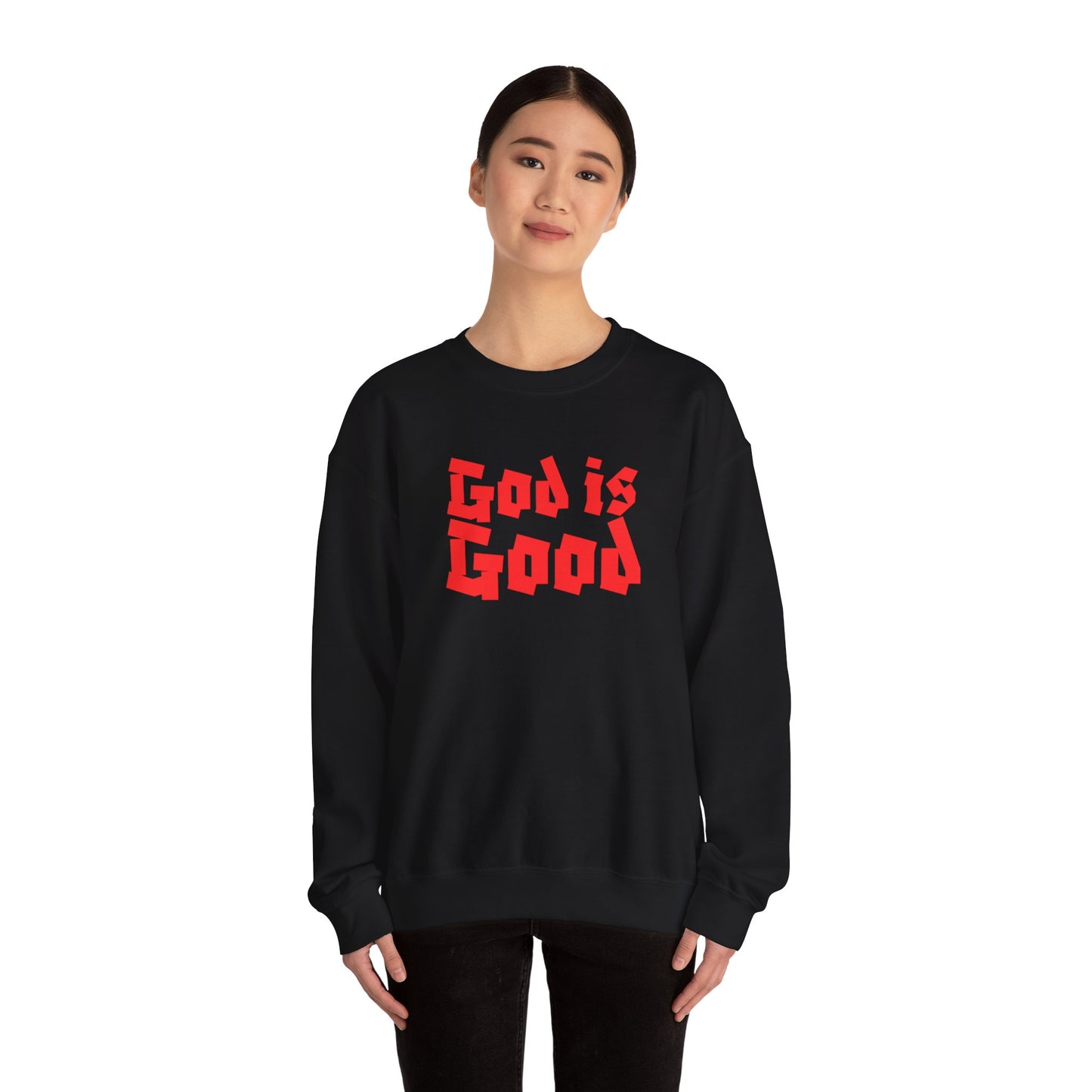 God Is Good SY Red on Black Sweatshirt