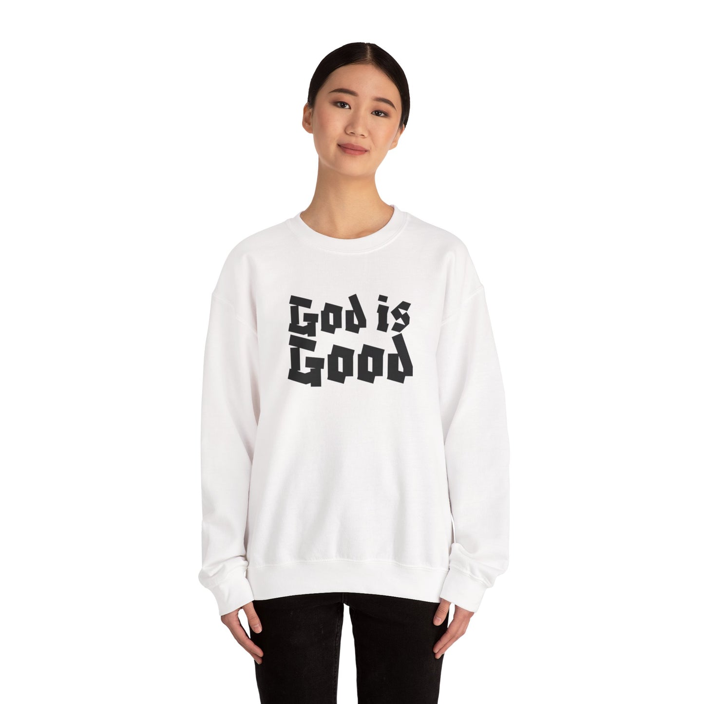 God Is Good SY Black on White Sweatshirt