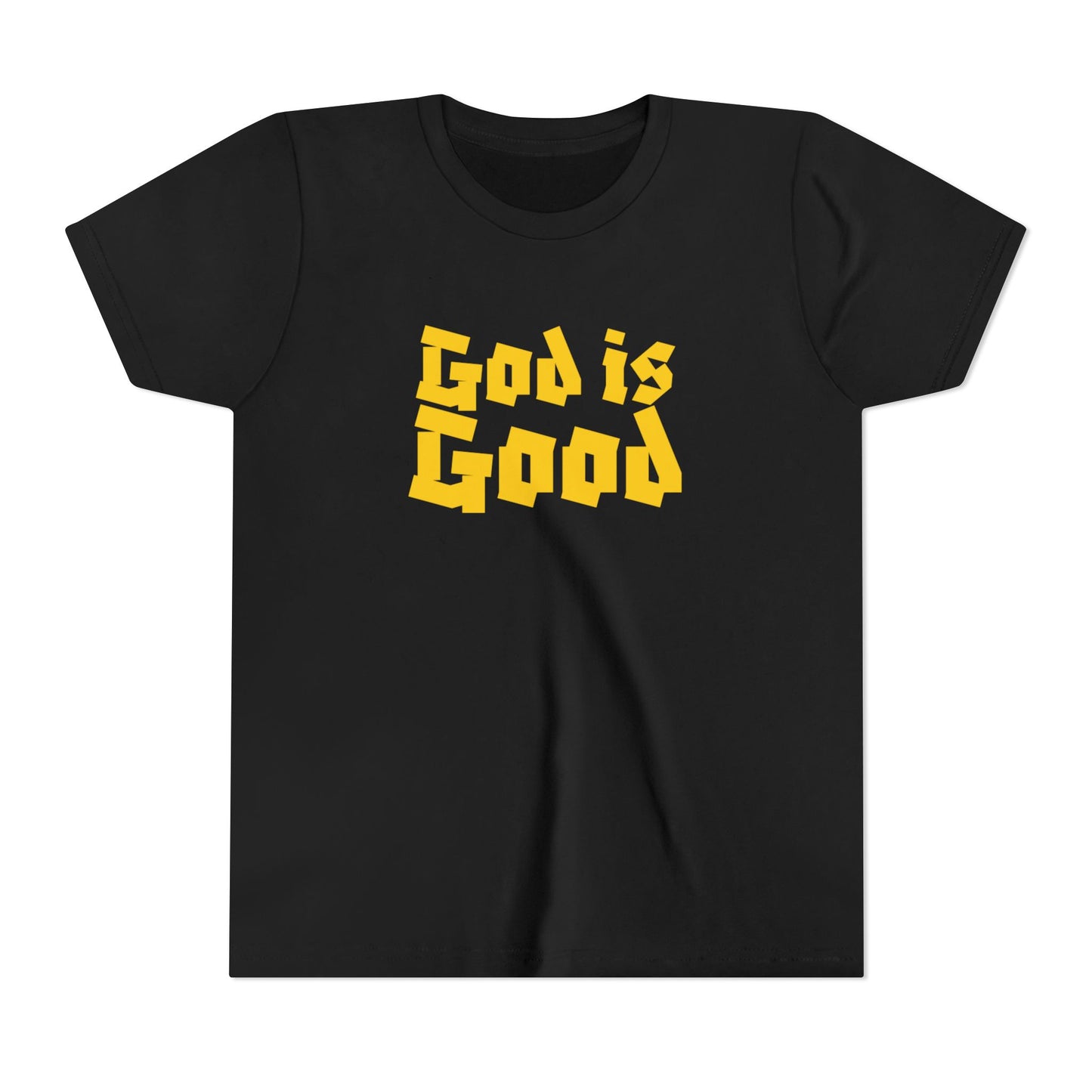 Kids God Is Good SY Gold on Black Shirt
