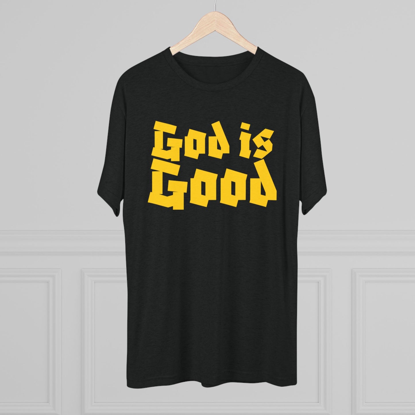 God Is Good SY Gold on Black Shirt