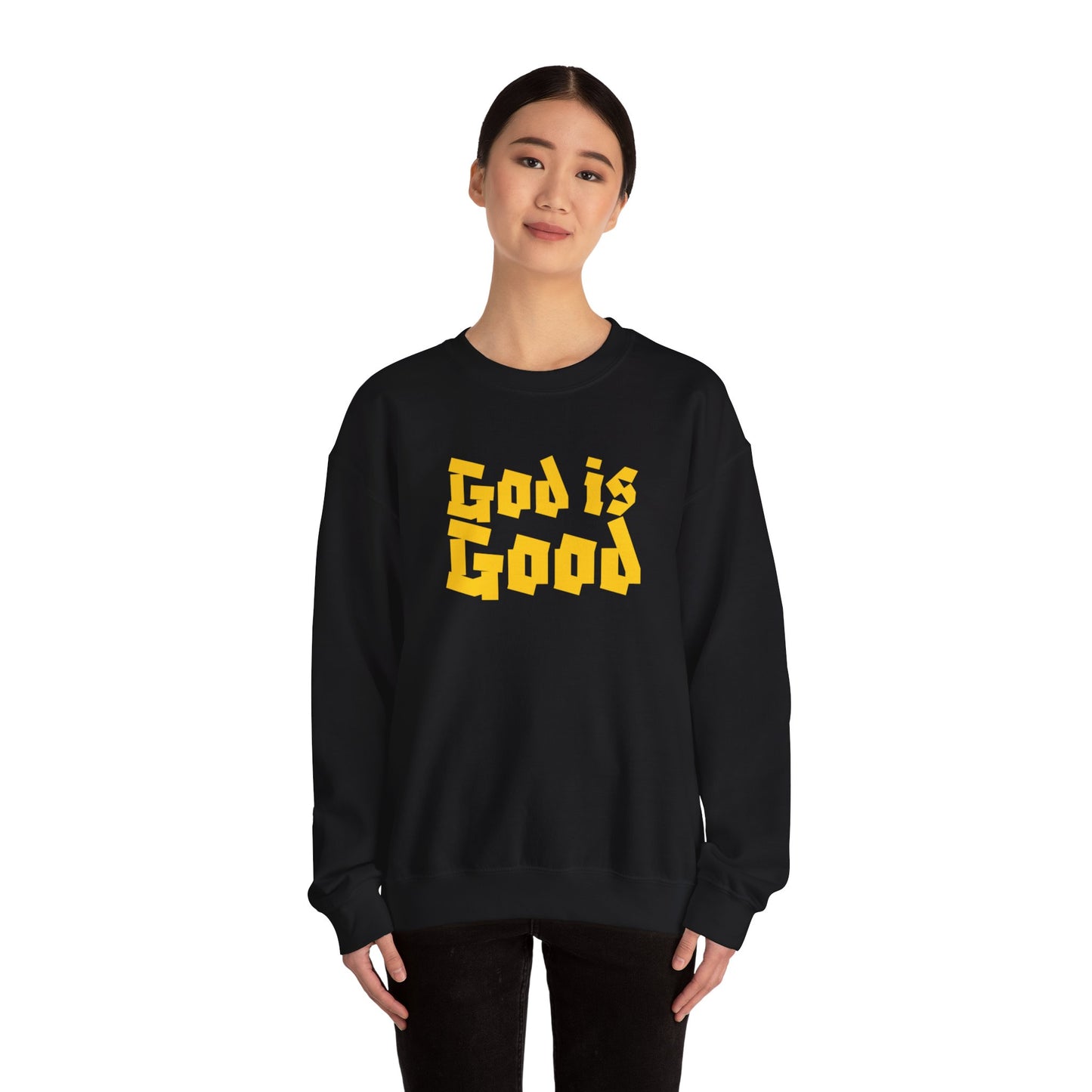 God Is Good SY Gold on Black Sweatshirt