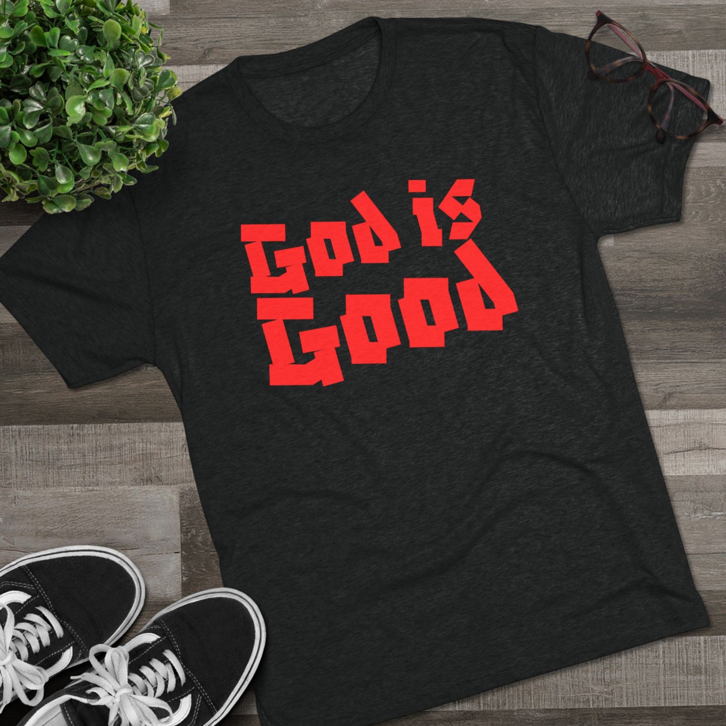 God Is Good SY Red on Black Shirt